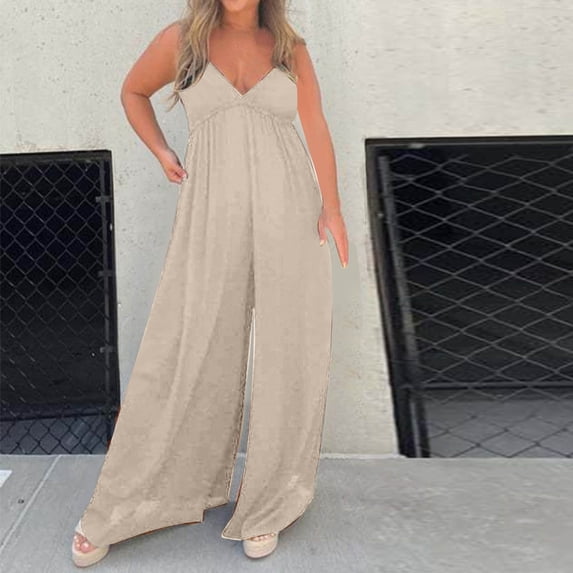 GaThRRgYP Bottoms for Women, Women's Spring/Summer Solid Color Lace Lace-Up Plus Size Jumpsuit Pants