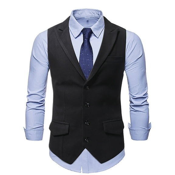 Rollbacks & More GaThRRgYP Mens Vests for Outdoors,Men's-breasted Vest Gilet Fit Breathable Business Casual Streetwear Jacket Black XXL