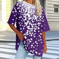 thumbnail image 1 of GaThRRgYP Plus Size Tops for Women,Women's Oversized Round Neck Short Sleeved Solid Summer Base Shirt Sports T-shirt Tops Purple S, 1 of 6