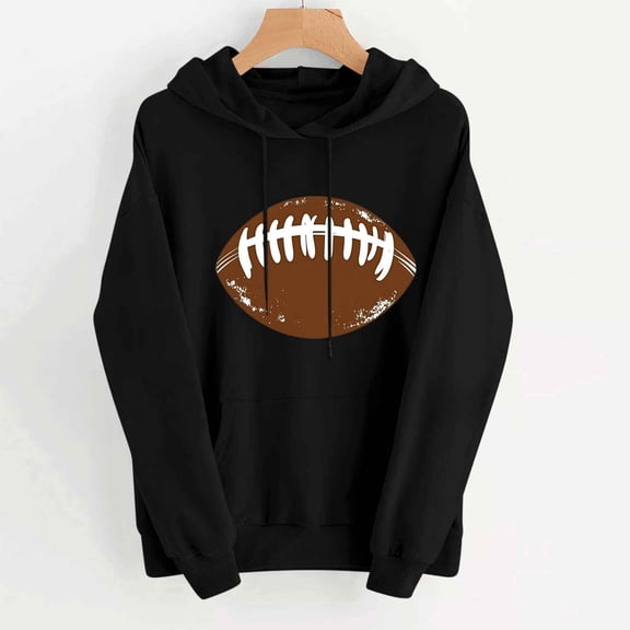 GaThRRgYP Womens Blouses,Women's Print Winter Hoodie Pullover Long Sleeved Comfortable Sweatshirt Black L