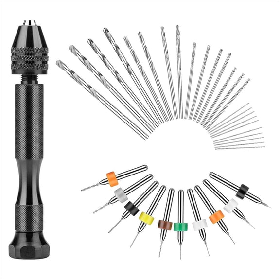 Rollbacks & More Hand Drill Set, 25PCS Twist Bits and 10PCS PCB Mini Bits, Jewelry Drilling Tool for Resin Polymer Clay
