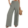 thumbnail image 1 of Rollbacks & More LEBONYARD Plus Size Pants Clearance,Women's Fashion Solid Color Office Casual Loose Wide Leg Straight Pants Gray S, 1 of 7