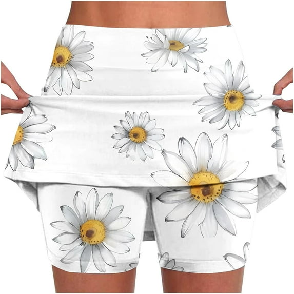 Rollbacks & More LEBONYARD Women's Flowy Yoga Skort,Women's New Color Mid-waist Skirt Pants Sports Shorts Bottoming Skirt Pants White M