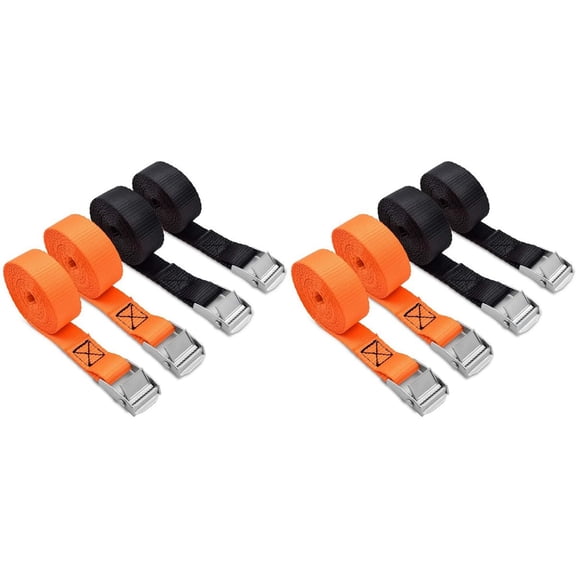 Rollbacks & More Lashing Straps Tie Down with Zinc Alloy Cam Lock , for Cargo, Gear, Bikes & More (8 Pack)
