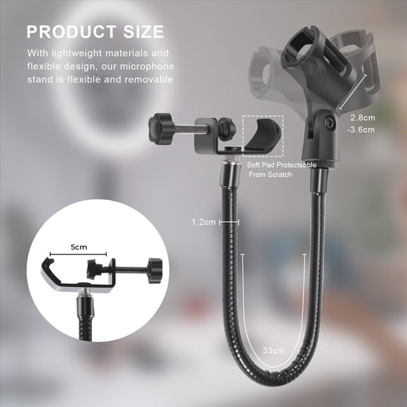 Rollbacks & More Microphone Stand Flexible Gooseneck Desk Clamp Holder Arm Recording Equipment for Meeting Lecture Podcast