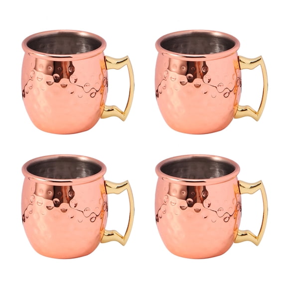 Rollbacks & More Mini 2-Ounce Stainless Steel Mug Espresso Mugs Copper Plated Set of 4