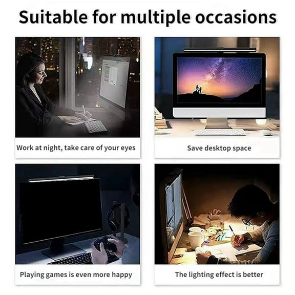 Rollbacks & More Monitor Light Bar, LED Desk Lamp Dimmable Computer Eye-Caring USB Reading Backlight Screen Bar