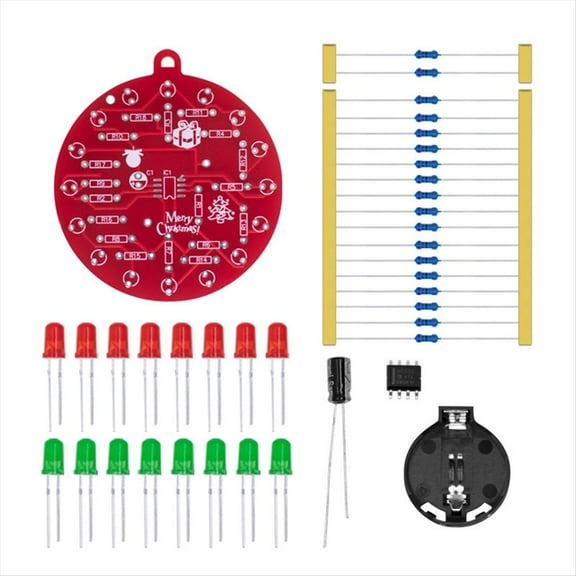 Rollbacks & More NE555 LED Christmas Tree Decoration Blinking PCB Soldering DIY Kit Red Green Flashing Light Practice Board