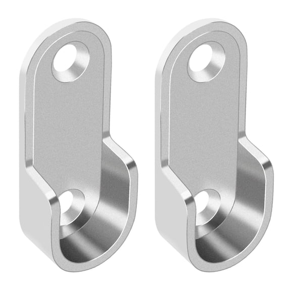 Rollbacks & More Oval Wardrobe Hanging Rail Rod End Bracket Support Silver Tone Pair