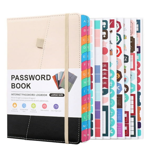 Rollbacks & More Password Keeper Book with Alphabetical Tabs for Seniors, Notebook Internet Website Address Log in Detail,D