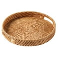thumbnail image 1 of Rollbacks & More Rattan Serving Tray 30cm, Woven Trays with Handles for Home,Round Dining Table Tray,Wicker Basket, 1 of 7