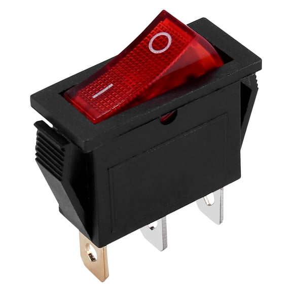 Rollbacks & More Rocker Switch ON OFF Bright Bipolar 28x10mm 250V 15A 3 Terminals RED