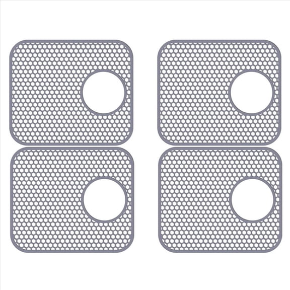 Rollbacks & More Silicone Sink Mat, 4 Pack Protectors for Kitchen with Rear Drain, Folding Non-Slip Heat Mat