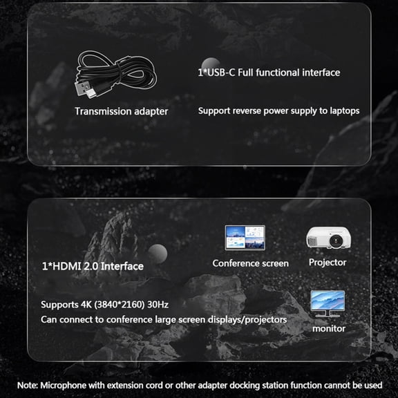 Rollbacks & More Smart Docking Station Conference Speakerphone Video Omnidirectional Microphone Hub for PC Laptop Computer