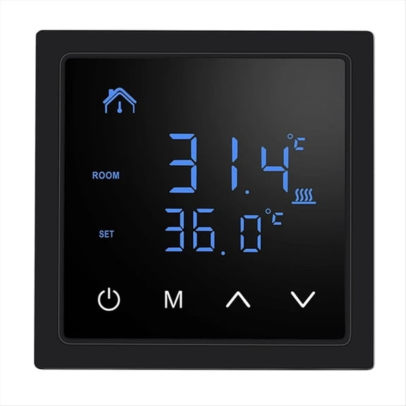 Rollbacks & More Smart Thermostat 16A Floor Heating Temperature Controller with LED Touch Screen 85-265V Electric Control Black