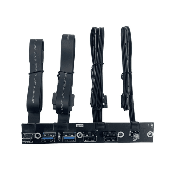 Rollbacks & More USB 3.0 Front Panel IO 2-Port USB3.0+2-Port USB2.0+1-Port TYPE-C 20G+LED Switch for Desktop Computer Chassis Black