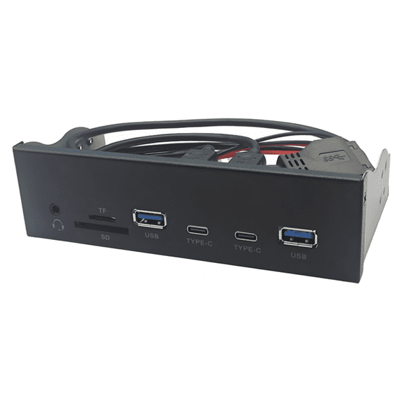 Rollbacks & More USB Front Panel for PC 2 X 3.2 GEN1 5Gbps + TYPE-C Hub 3.5mm Headset+ TF/SD Slot 5.25inch Floppy Drive Bay