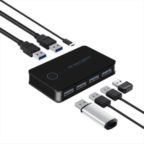 Rollbacks & More USB KVM Switch Shared Switcher 2 in 4 Out for Laptop PC Keyboard Mouse Printer Hub Adapter 2.0