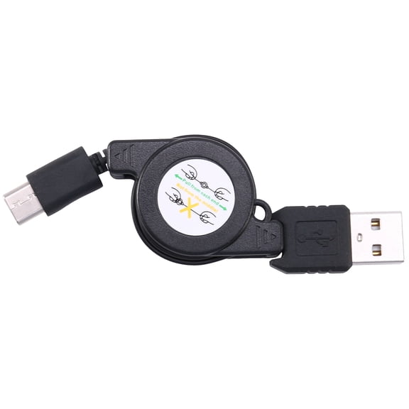 Rollbacks & More USB Type C 3.1 Retractable Cable Charger Charging Type-C USB-C Black