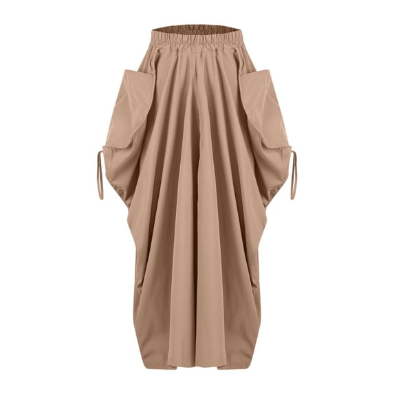 Rollbacks & More Viikei Boho Skirt with Fringe,Women's Bohemian Style Loose Fitting Casual High Waisted Half Length Skirt Khaki XXL
