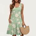 thumbnail image 1 of Rollbacks & More Viikei Dresses for Women,Women's Casual Plus-size Sleeveless Round Neck Short Floral Dress Green XXL, 1 of 5