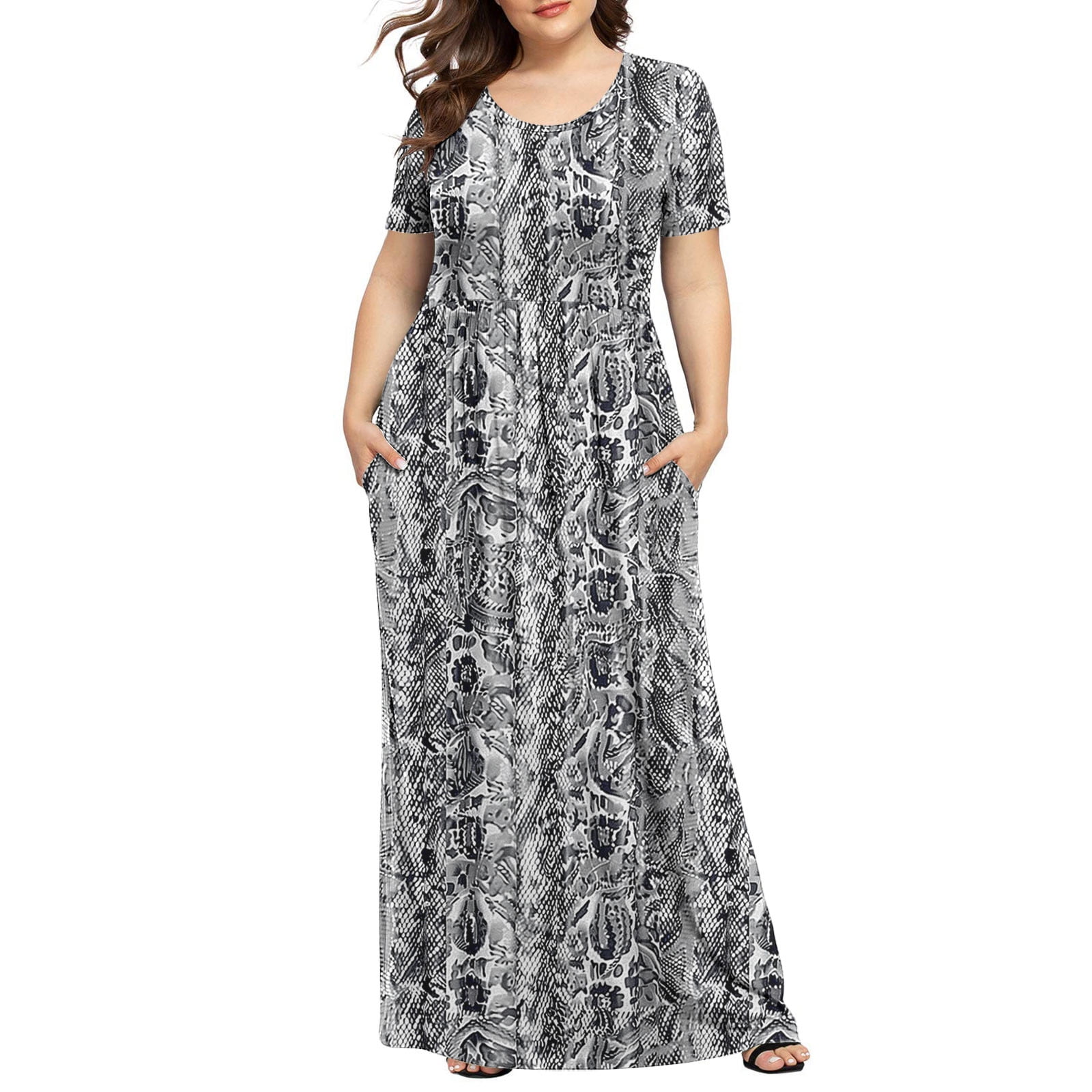 GV Women's round neck women's dress 5XL plus size Double drawstring women's dress