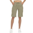 thumbnail image 1 of Rollbacks & More Viikei Womens Shorts Clearance,Women Fashionable Casual Elastic Waist with Multiple Pockets Work Clothes and Sports Pants Khaki S, 1 of 9