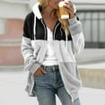 thumbnail image 1 of Rollbacks & More Viikei Woolen Overcoat for Women,Fashion Women's Zipper V-Neck Pullover Tops Long Sleeve Hooded Blouse Sweatshirt Gray#4 XL, 1 of 7