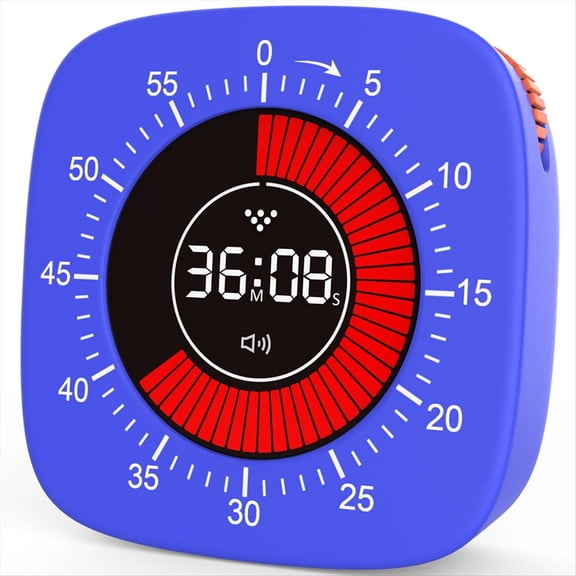 Rollbacks & More Visual Timer for Kids,Digital with 60-Minute Countdown, Silent Desk Clock Studying, Teaching A