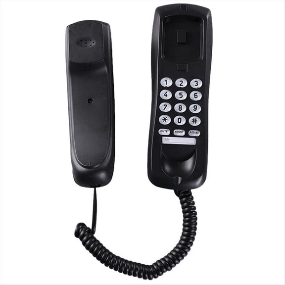 Rollbacks & More Wall Phone, Wired Landline Home Small Extension, Up Hotel Office Black