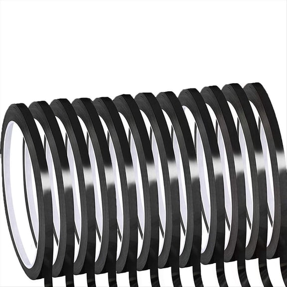 Rollbacks & More Whiteboard Pinstripe Tape 12 Rolls 1/8Inch Thin White Board Dry Erase Line Gridding (Black)