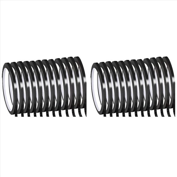 Rollbacks & More Whiteboard Pinstripe Tape 24 Rolls 1/8Inch Thin White Board Dry Erase Line Gridding (Black)