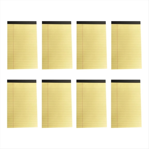 Rollbacks & More Yellow Pads 5X8 Notepads, 8 Pack Small Note College Ruled Perforated Memo Pad for Work