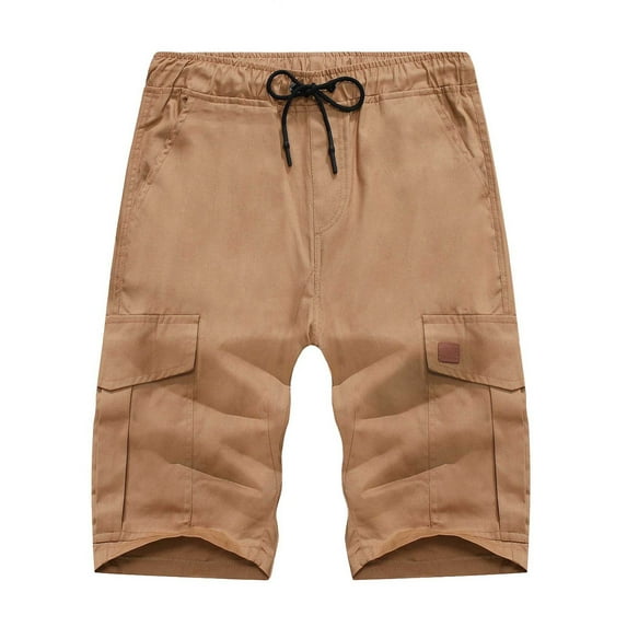 Rollbacks Swim Shorts for Men Mens Trunks Ndbuld Men's Plus Size Cargo Shorts Multi-Pockets Relaxed Summer Beach Shorts Pants Khaki S