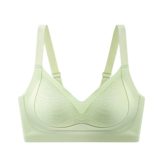 Rollbacks Viikei Minimalist Bra Set Soft Fabric Collection,Women's Solid Color Seamless Nude Lifting Soft Support Bra for Women Everyday Bras Green L