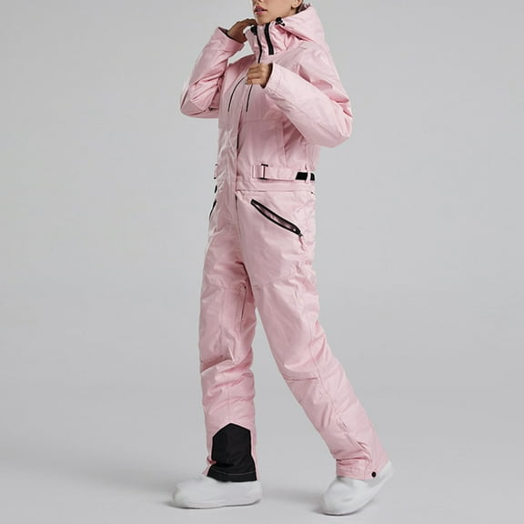 Women Ski Jacket and Pants Set Women's Jumpsuits Ski Suit With Multifunctional Pockets And Breathable Double Board Ski Suit Set Pink M