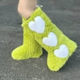 thumbnail image 1 of Women's Elastic Chelsea Boots Women Fashionable And Casual Winter High Top Warm Flat Bottomed Long Tube Furry Boots With Thick Velvet And Heart-Shaped Snow Boots For Women Green 38, 1 of 7