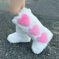 thumbnail image 1 of Women's Elastic Chelsea Boots Women Fashionable And Casual Winter High Top Warm Flat Bottomed Long Tube Furry Boots With Thick Velvet And Heart-Shaped Snow Boots For Women White 43, 1 of 6