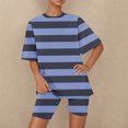 thumbnail image 1 of Rollbacks Women's Tops Womens Two Piece Lounge Sets Casual Summer Outfits 2 Piece Short Matching Clothing Set Ndbuld Blue L, 1 of 1