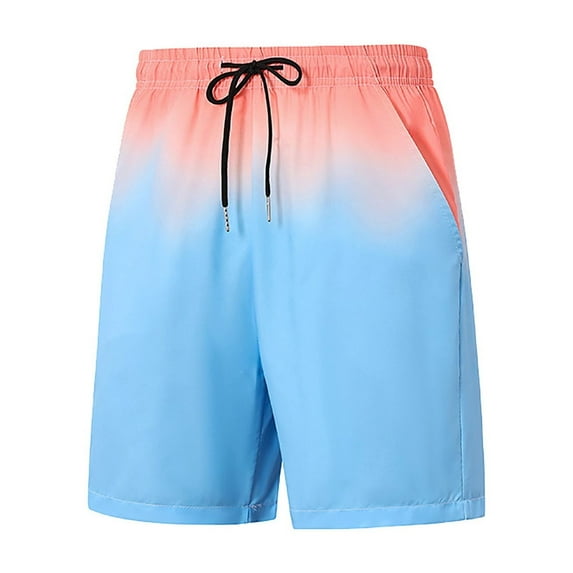 Fashion YLSDY Men's Trendy Gradient Color Shorts Summer Baggy Drawstring Beach Shorts with Pockets Elastic Waist Short 2025 Sky Blue S
