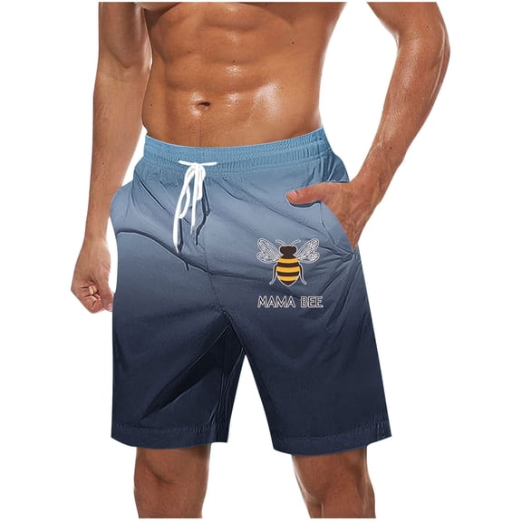 Fashion YLSDY Mens Bee Festival Print Board Shorts 11 Inch Inseam with Pockets Drawstring High Waisted Swimming Trunks Casual Baggy Beach Shorts Navy XL