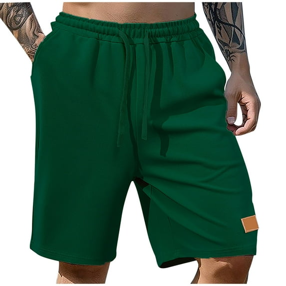 Fashion YLSDY Mens Gym Shorts Athletic Drawstring Sports 7" Inseam Long Basketball Shorts Summer Casual Knit Comfy Sleep Shorts Army Green M