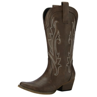 Rollda Cowboy Boots Women Western Boots Cowgirl Boots Ladies Pointy Toe Fashion Boots