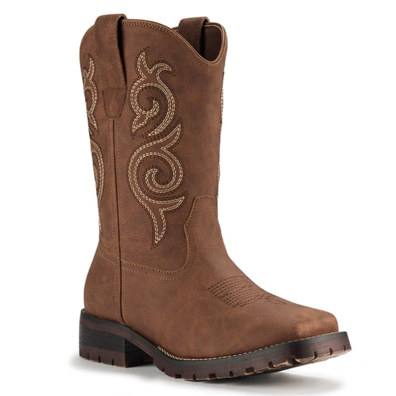 SMILIN Men's Work Western Cowboy Boots, Cowboy Boots for Men, Brown, Size 10.5