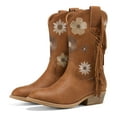 thumbnail image 1 of Rollda Cowgirl Cowboy Boots for Kids with Tassel Floral Embroidered toddler girl shoes, Brown, US Size 4 Little Kid, 1 of 6