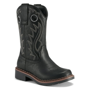 Rollda Kids Western Cowboy Boots Square Toe for Boys,Black,3 Little Kid