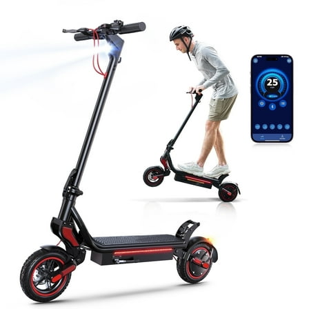 Rolldustry R8 Rocker Arm Electric Scooter for Adults, 750W 9.3" Tire, Max 25 Mph Speed 28 Miles Range E scooter with Ambient Lighting, Suspension Systems