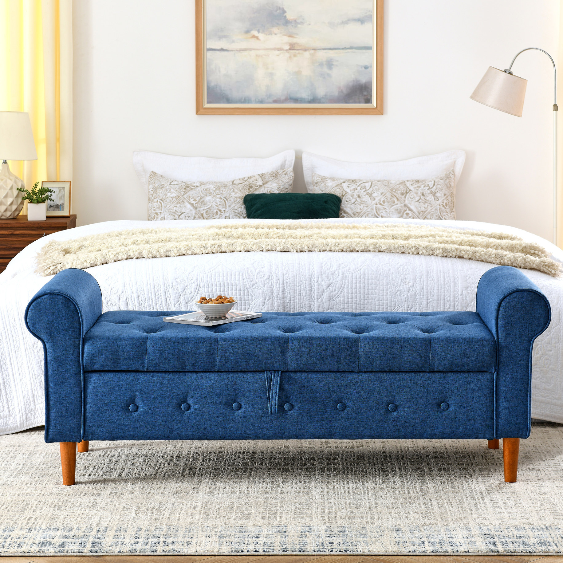 Rolled Arm Bench / Ideal for Primary Living Space / Secure Lid for Easy ...