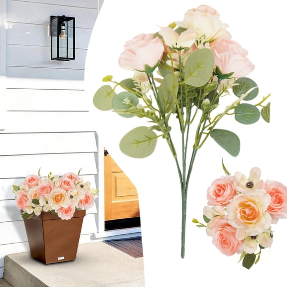 Rolled Edge Roses Verdsylv 7 Heads Artificial Rolled Edge Rose Bouquet | Simulation Wedding Flowers for Bride | Home Bedroom Decoration Arrangement | 1 Bunch, Bridal Bouquet Faux, Pink