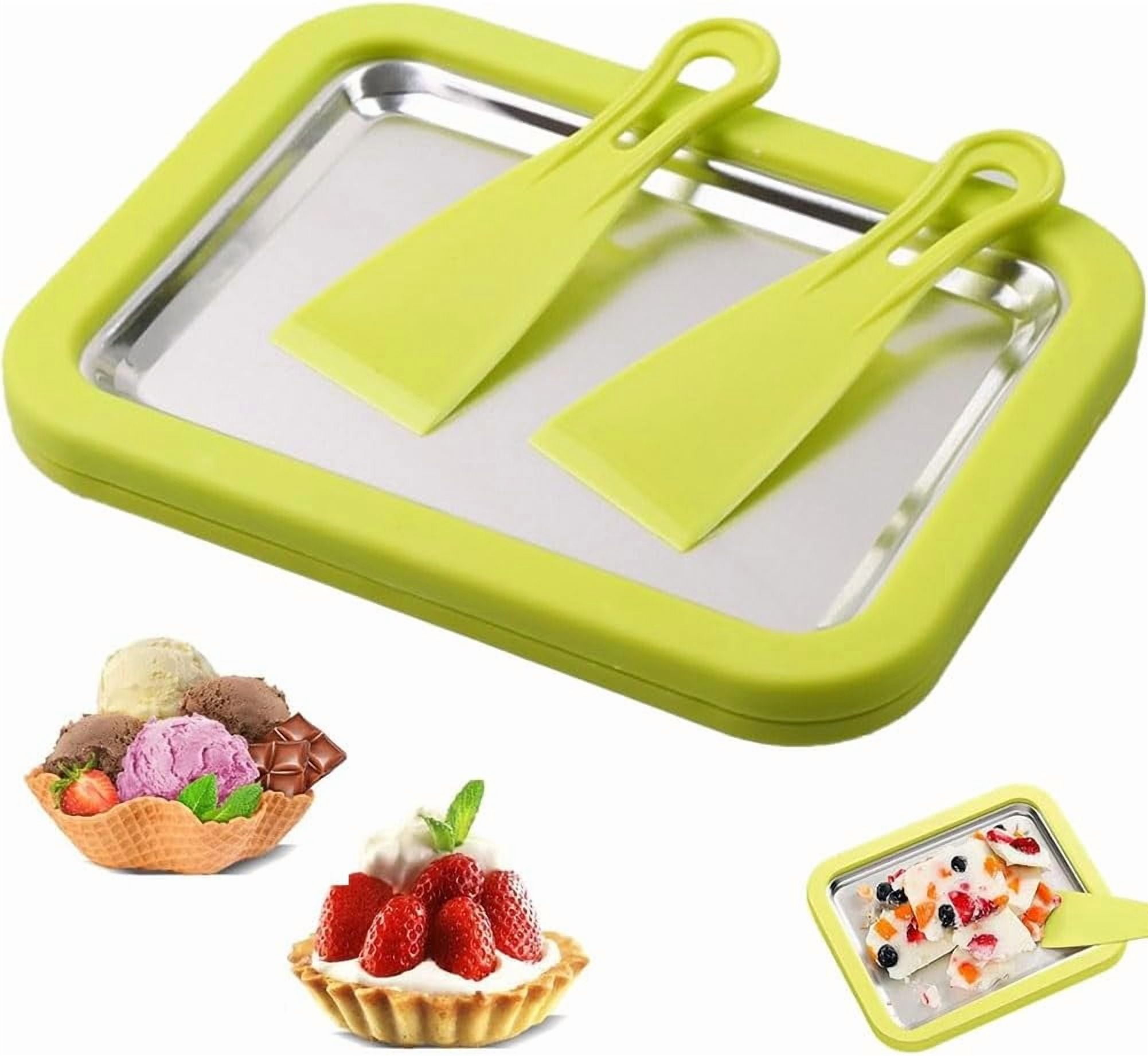 Rolled Ice Cream Maker with 2 Scrapers Instant Ice Cream Maker, Instant Gelato Pan/Roll, Homemade DIY for Fun Parent-Child Activities Families Mint Green